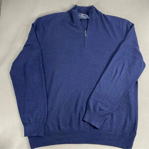 Vineyard Vines Cashmere Blend Normcore Grandpa 1/4 Zip Deep Blue Sweater